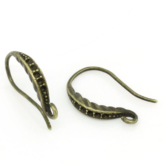Bild von Messing Ohrringe Ohrhaken (für ss4 Strassstein) Bronzefarbe 18mm x 14mm, Drahtstärke: (20 gauge), 10 Stück