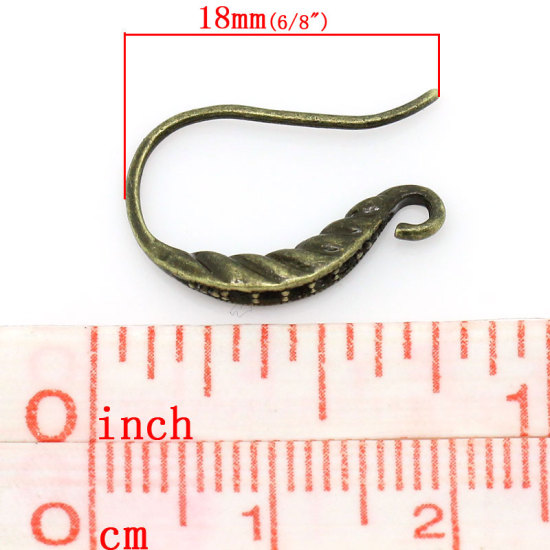 Bild von Messing Ohrringe Ohrhaken (für ss4 Strassstein) Bronzefarbe 18mm x 14mm, Drahtstärke: (20 gauge), 10 Stück