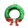Imagen de Colgantes Aleación del Metal Del Zinc de Guirnalda de la Navidad Argentado Rhinestone 25mm x 19mm, 20 Unidades