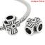 Picture of Zinc Metal Alloy European Style Large Hole Charm Beads Cross Antique Silver Color Inlaid Diamonds About 12mm x 10mm, Hole: Approx 4.5mm, 50 PCs