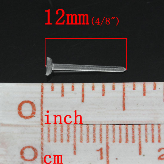 Picture of Plastic Ear Post Stud Earrings Findings Round Transparent 12mm x 3mm, Post/ Wire Size: (20 gauge), 1000 Sets