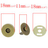 Picture of Magnetic Hematite Magnetic Snap Clasps For Purse Handbag Round Antique Bronze 18mm x13mm 18mm x11mm 18mm Dia, 20 Sets
