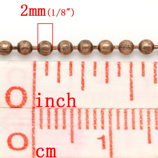 Picture of Iron Based Alloy Ball Chain Findings Antique Copper 2mm( 1/8") Dia, 10 M