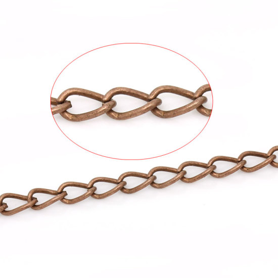 Picture of Iron Based Alloy Link Curb Chain Findings Antique Copper 7x5mm(2/8"x2/8"), 6 M