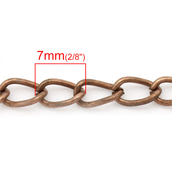 Picture of Iron Based Alloy Link Curb Chain Findings Antique Copper 7x5mm(2/8"x2/8"), 6 M