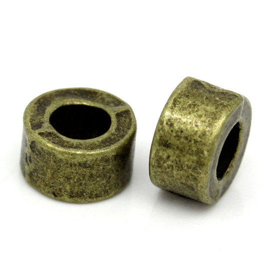 Picture of Zinc metal alloy Spacer Beads Round Antique Bronze About 6mm x 3mm, Hole:Approx 2.8mm, 25 PCs