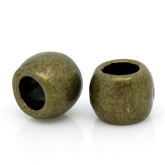 Picture of Zinc metal alloy Spacer Beads Barrel Antique Bronze About 6mm x 5mm, Hole:Approx 2.9mm, 25 PCs