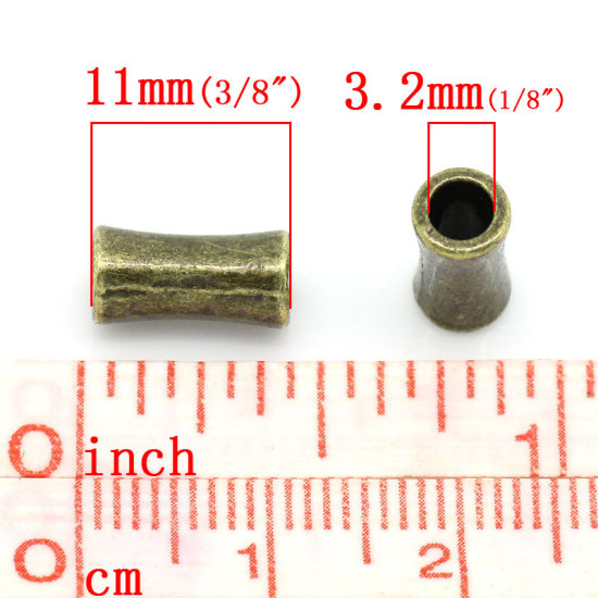 Image de Perles en Alliage de Zinc Forme Colonne Plaqué bronze 11.0mm x 5.0mm, Tailles de Trous: 3.2mm, 100 Pièces