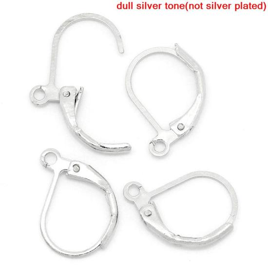 Image de Boucles d'oreilles Clips en Alliage de Zinc Argent mat, 15mm x 10mm, 50 Pièces