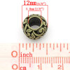Picture of Copper European Style Large Hole Charm Beads Round Antique Bronze Pattern About 12mm Dia, Hole: Approx 5.8mm, 10 PCs