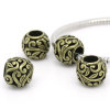 Picture of Copper European Style Large Hole Charm Beads Round Antique Bronze Pattern About 12mm Dia, Hole: Approx 5.8mm, 10 PCs