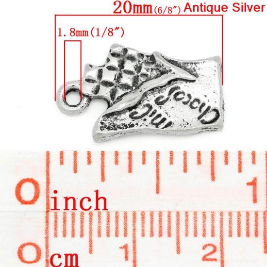 Immagine di Lega di Zinco Charm Ciondoli Cioccolata Argento Antico Lettere Disegno Messaggio CHOCOLATES Intagliato 20.0mm x 12.0mm, 30 Pz