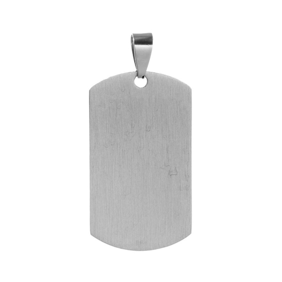 Picture of 304 Stainless Steel Blank Stamping Tags Pendants Rectangle Silver Tone One-sided Polishing 5cm x 24mm, 10 PCs