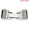 Picture of Zinc Based Alloy Hook Clasps Rectangle Antique Silver Color Pattern Carved 3.2cm x1.3cm, 5 Sets