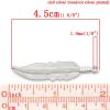 Picture of Zinc Based Alloy Pendants Silver Tone Feather 45mm x 11mm, 4 PCs