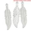 Picture of Zinc Based Alloy Pendants Silver Tone Feather 45mm x 11mm, 4 PCs
