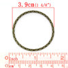 Picture of 30 PCs Zinc Based Alloy Connectors Charms Pendants Antique Bronze Circle Ring Wave 3.9cm x 3.7cm