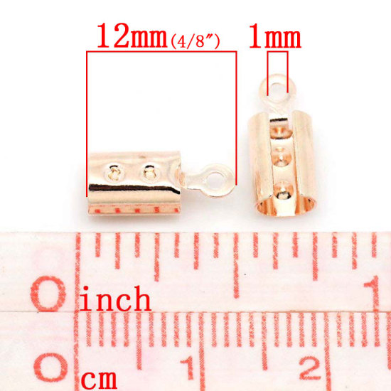 Изображение Медные Зажим-концевик для Ожерелья Розово-золотой 12мм x 5мм, 100 ШТ