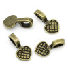 Picture of Zinc Based Alloy Glue on Bail Charms Heart Antique Bronze Grid Checker 16mm x 8mm, 200 PCs