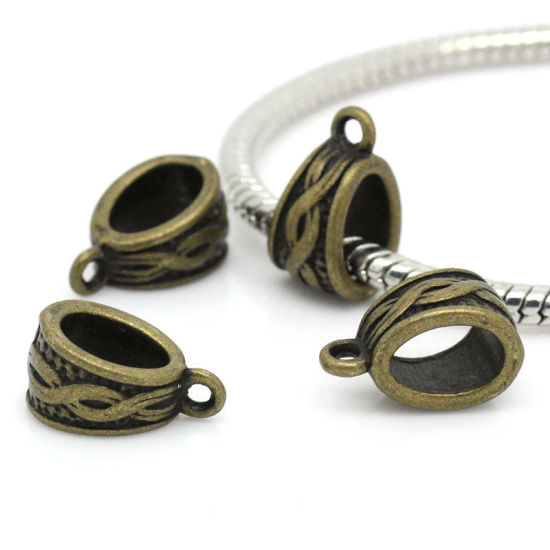 Bild von European Stil Zinklegierung Element Perlen Für European Armband Dreieck Bronzefarbe 8mm, 5 Stückemm, 14mm x 7mm, 50 Stücke Stück