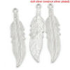 Picture of Zinc Based Alloy Pendants Silver Tone Feather 45mm x 11mm, 4 PCs