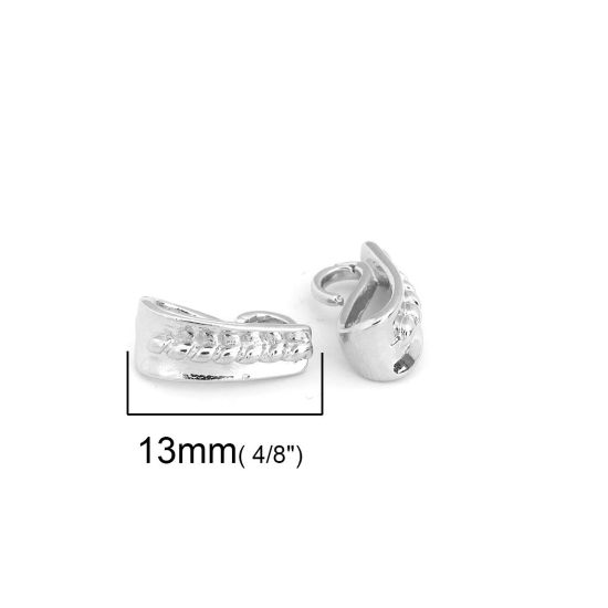 Bild von Messing Collierschlaufe Anhängerschlauf​e Silberfarbe 13mm x 5mm, 10 Stück