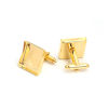 Picture of Brass Cuff Links Gold Plated Square Cabochon Settings (Fit 18mm x 18mm) 28mm x 19mm, 6 PCs                                                                                                                                                                    