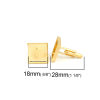 Picture of Brass Cuff Links Gold Plated Square Cabochon Settings (Fit 18mm x 18mm) 28mm x 19mm, 6 PCs                                                                                                                                                                    