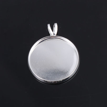 Brass Charms Silver Tone Round Disc 28mm x 22mm, 10 PCs