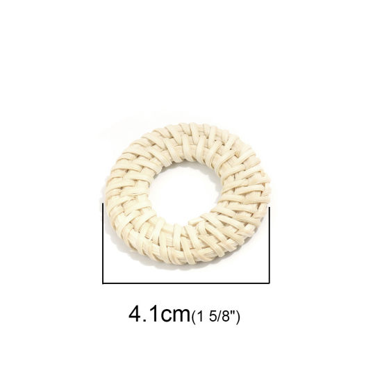 Picture of Rattan For Earrings Accessories Connectors Circle Ring Natural Woven 4.1cm Dia., 2 PCs