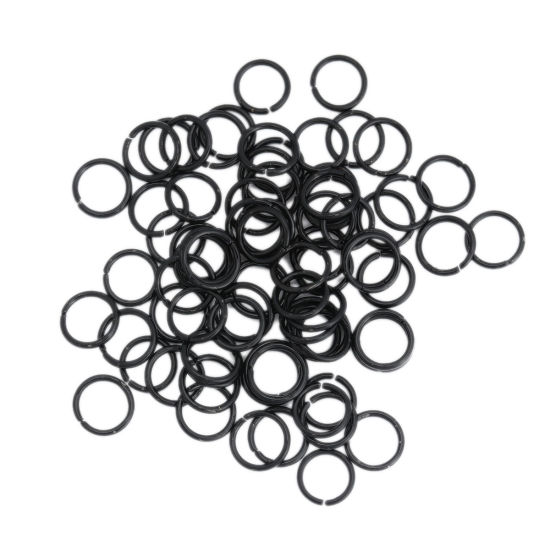 Picture of 1000 PCs 8mm Dia., 1mm(18 gauge) Iron Based Alloy Open Jump Rings Findings For Jewelry Making Black Round
