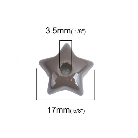 Imagen de Acrílico Cuentas (Mitad Perforó) Estrellas de cinco puntos Gris Base Camafeo (Apta 8mm x 8mm ) 17mm x 16mm, Agujero: Aprox 3.5mm, 10 Unidades