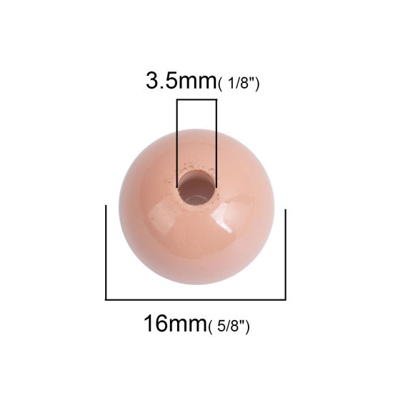 Image de Perles en Acrylique Rond (Demi-Trou) Couleur Pêche Pentacle Cabochon Rapportable （Approprié 8mm x 8mm ） Env. 16mm Dia, Trou: env. 3.5mm, 10 Pcs