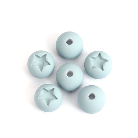 Acrylic Rubberized Spacer Beads (Half Drilled) Round Steel Gray Pentagram Star Pattern Cabochon Settings (Fit 8mm x 8mm ) About 16mm Dia., Hole: Approx 3.5mm, 10 PCs