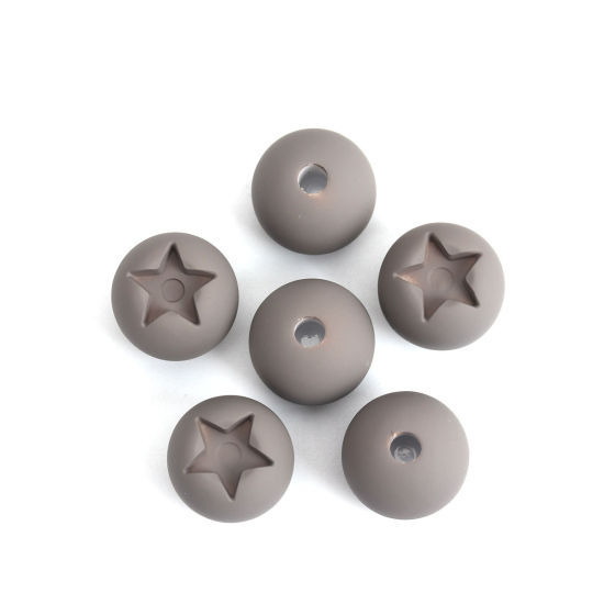 Image de Perles en Acrylique Imitation de Gomme Rond (Demi-Trou) Gris Pentacle Cabochon Rapportable （Approprié 8mm x 8mm ） Env. 16mm Dia, Trou: env. 3.5mm, 10 Pcs