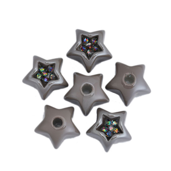 Imagen de Acrílico Cuentas (Mitad Perforó) Estrellas de cinco puntos Gris Multicolor Rhinestone 17mm x 17mm, Agujero: Aprox 3.5mm, 10 Unidades