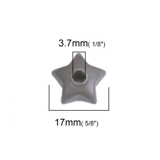 Imagen de Acrílico Cuentas (Mitad Perforó) Estrellas de cinco puntos Gris Multicolor Rhinestone 17mm x 17mm, Agujero: Aprox 3.5mm, 10 Unidades