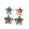 Picture of Acrylic Spacer Beads (Half Drilled) Pentagram Star Gray Multicolor Rhinestone About 17mm x 17mm, Hole: Approx 3.5mm, 10 PCs