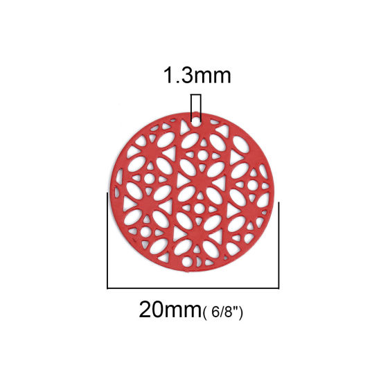 Picture of Brass Filigree Stamping Connectors Round Red Flower 20mm Dia., 10 PCs                                                                                                                                                                                         