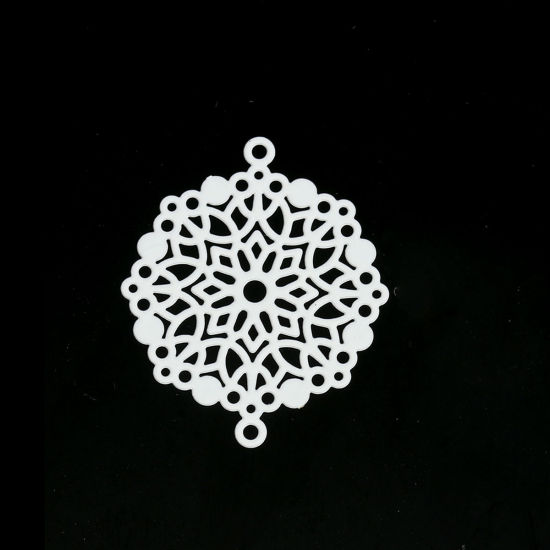Picture of Brass Connectors Round White Filigree 28mm x 23mm, 10 PCs                                                                                                                                                                                                     
