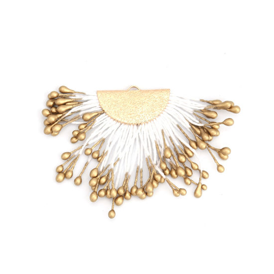 Picture of Zinc Based Alloy Tassel Pendants Gold Plated Matte Gold 7cm x 4.6cm, 2 PCs