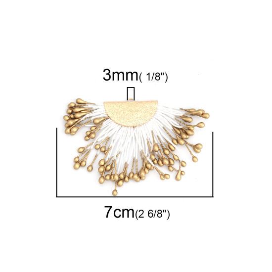 Picture of Zinc Based Alloy Tassel Pendants Gold Plated Matte Gold 7cm x 4.6cm, 2 PCs