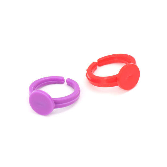 Picture of Plastic Open Cabochon Settings Rings At Random Round (Fits 9mm Dia.) 13.7mm( 4/8")(US Size 2.5), 10 PCs