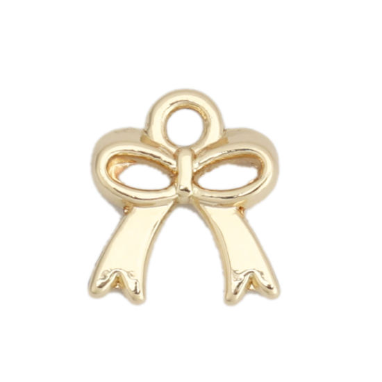 Imagen de Zamak Colgantes Charms Bowknot Chapado en Oro 11mm x 9mm, 20 Unidades
