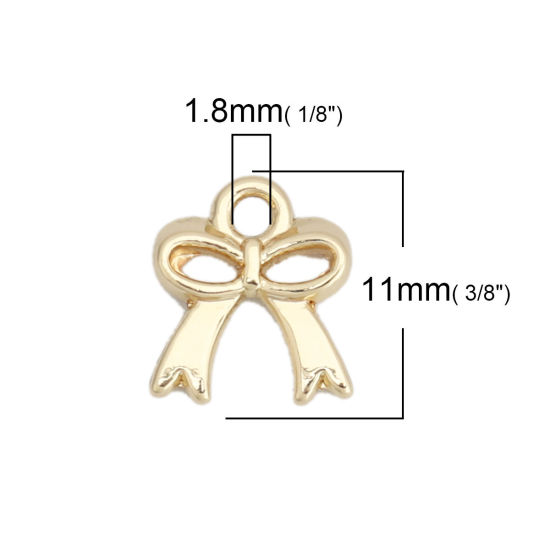 Imagen de Zamak Colgantes Charms Bowknot Chapado en Oro 11mm x 9mm, 20 Unidades