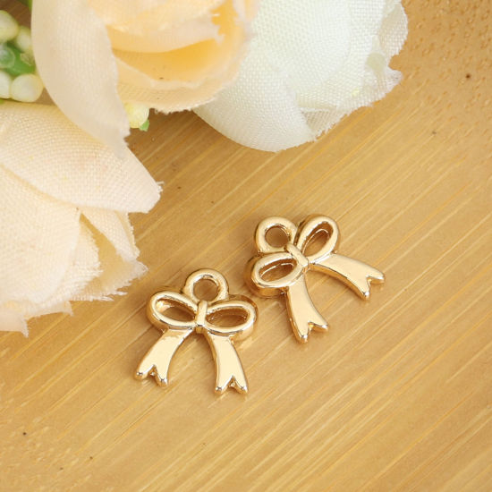 Imagen de Zamak Colgantes Charms Bowknot Chapado en Oro 11mm x 9mm, 20 Unidades