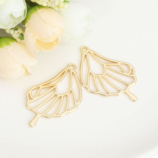 Picture of Zinc Based Alloy Pendants Butterfly Wing Gold Plated Hollow 3.9cm x 2.6cm, 10 PCs