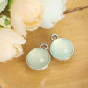 Picture of Zinc Based Alloy Charms Round Disc Silver Tone Light Green Cat's Eye Imitation 17mm x 14mm, 10 PCs
