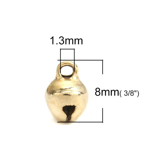 Picture of 200 PCs Brass Christmas Charms Gold Plated Bell 8mm x 6mm