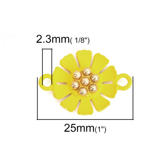 Bild von Zinklegierung Verbinder Blumen Vergoldet Gelb 25mm x 18mm, 10 Stück